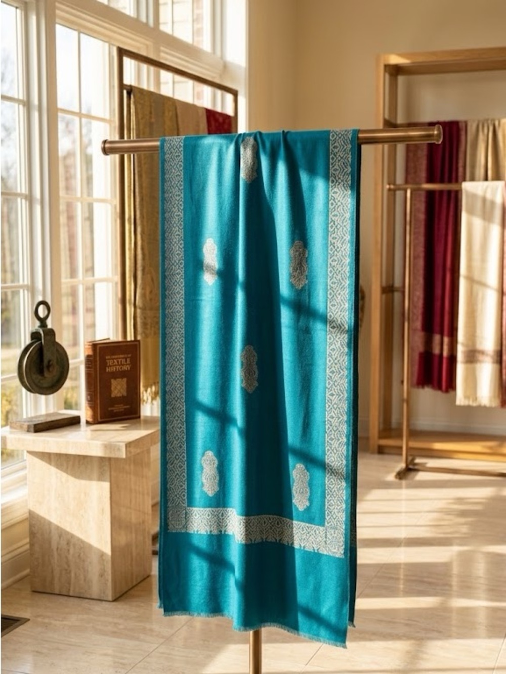 Brand New! Gorgeous Teal Wool Paisley Shawl / Wrap | 80x30